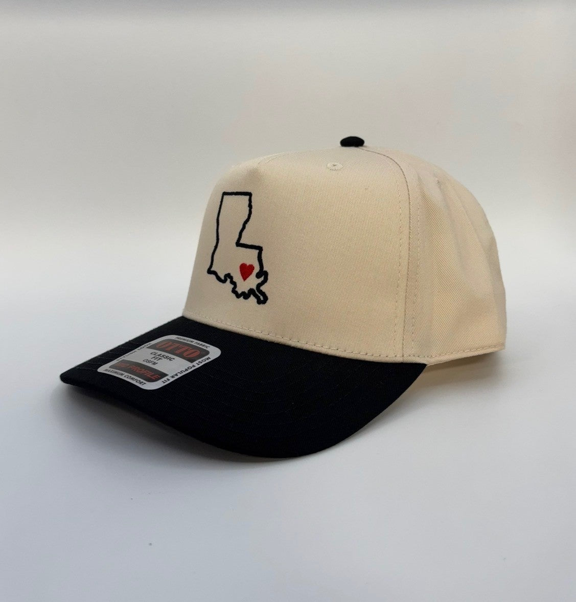 State of LA with Heart for Women Black Hat with Red Heart