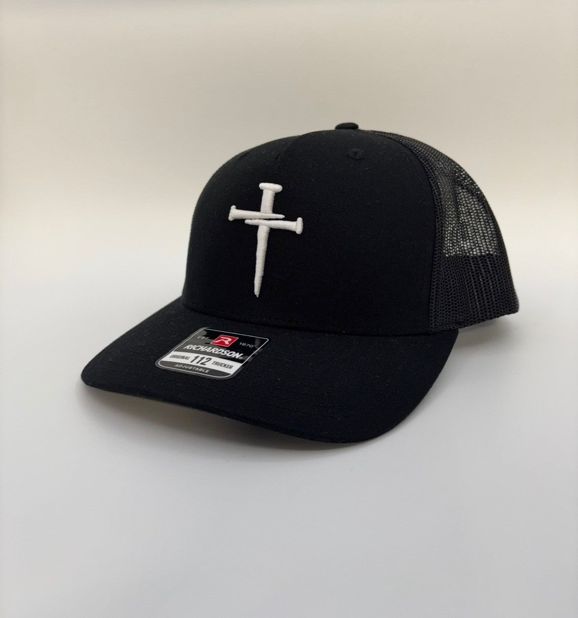 3D Puff Nail Cross Embroidered Hat Men's White Richardson Hats