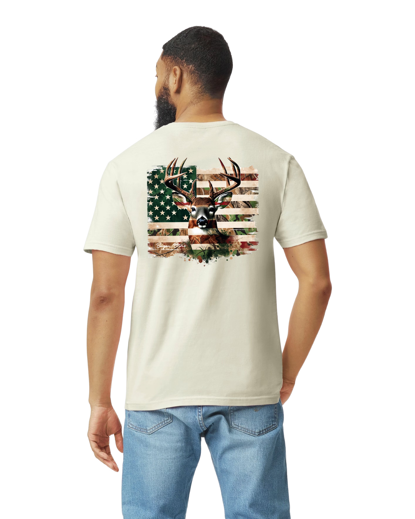 Deer with American Flag Tshirt