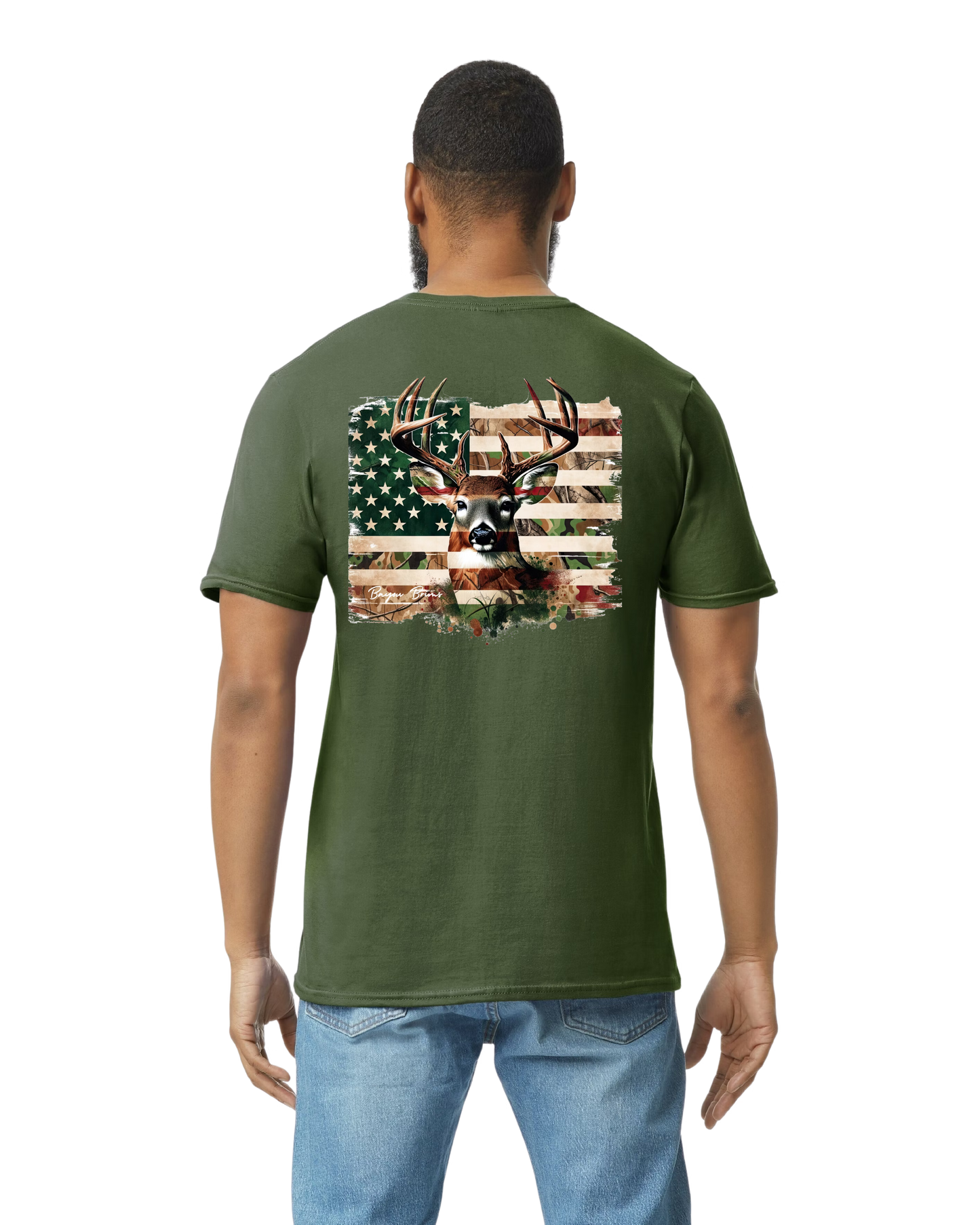 Deer with American Flag Tshirt
