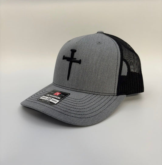3D Puff Nail Cross Embroidered Hat Men's White Richardson Hats