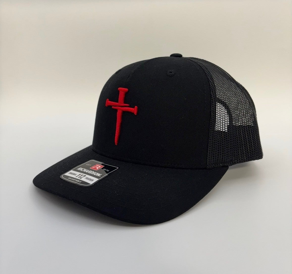3D Puff Nail Cross Embroidered Hat Men's White Richardson Hats