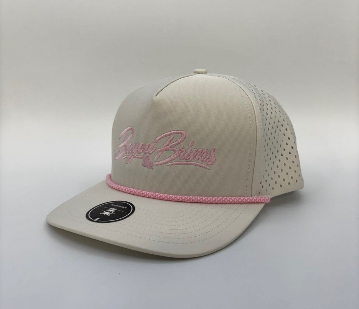 Bayou Brims Embroidered Hat Women's Cream Hat with Pink Embroidery