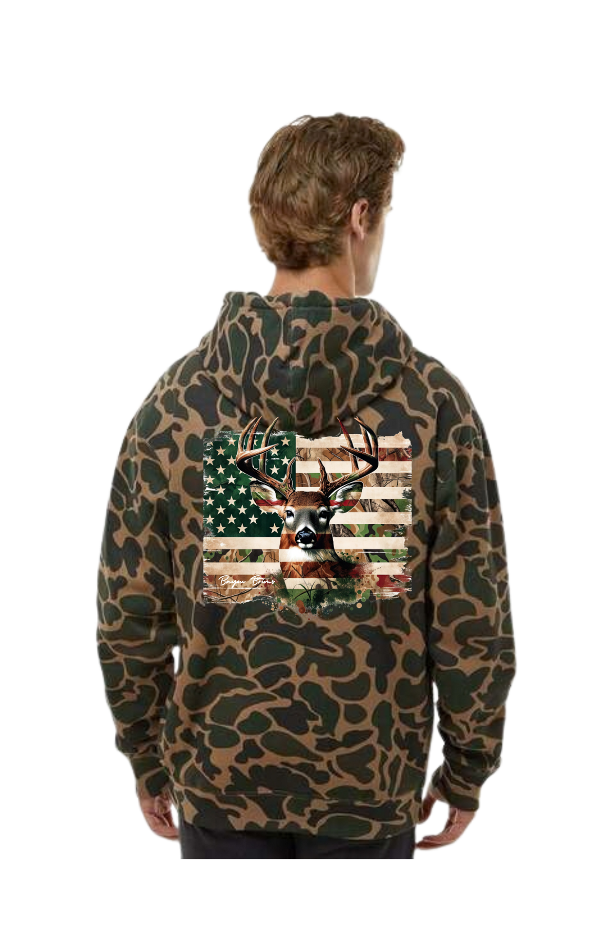 Deer with American Flag Adult Hoodie